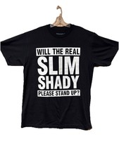 Eminem Rap T-Shirt Men's Size L Black Will The Real Slim Shady Please Stand Up