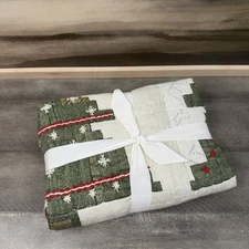 Pottery Barn Arden Tree Handcrafted Quilted Euro Pillow Sham Christmas Multi NWT