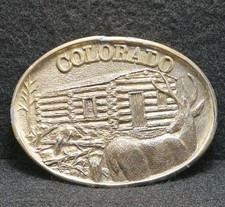 WG05101 AWESOME VINTAGE 1983  COLORADO  STATE COMMEMORATIVE BRASS BELT BUCKLE