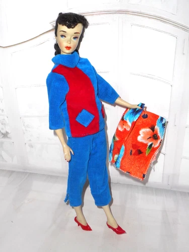 Vintage Barbie CLONE WENDY SUZETTE BABS BLUE RED HOSTESS PANT SET HTF SCARF SHOE