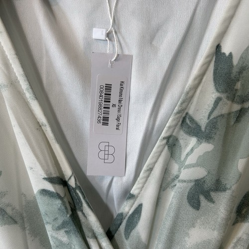 Baltic Born Kia Kimono Maxi Dress XS Sage Floral Ethereal Romantic Elastic Slit - Picture 7 of 8