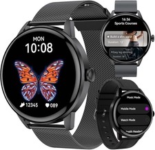 Fitness Watches for Women Men with 3 Bands, 1.43" AMOLED Screen HX36-Black