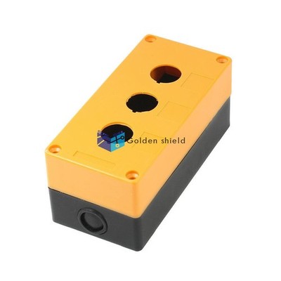 22mm Diameter 3 Hole Pushbutton Control Station Switch Box Case Yellow  Black Kd