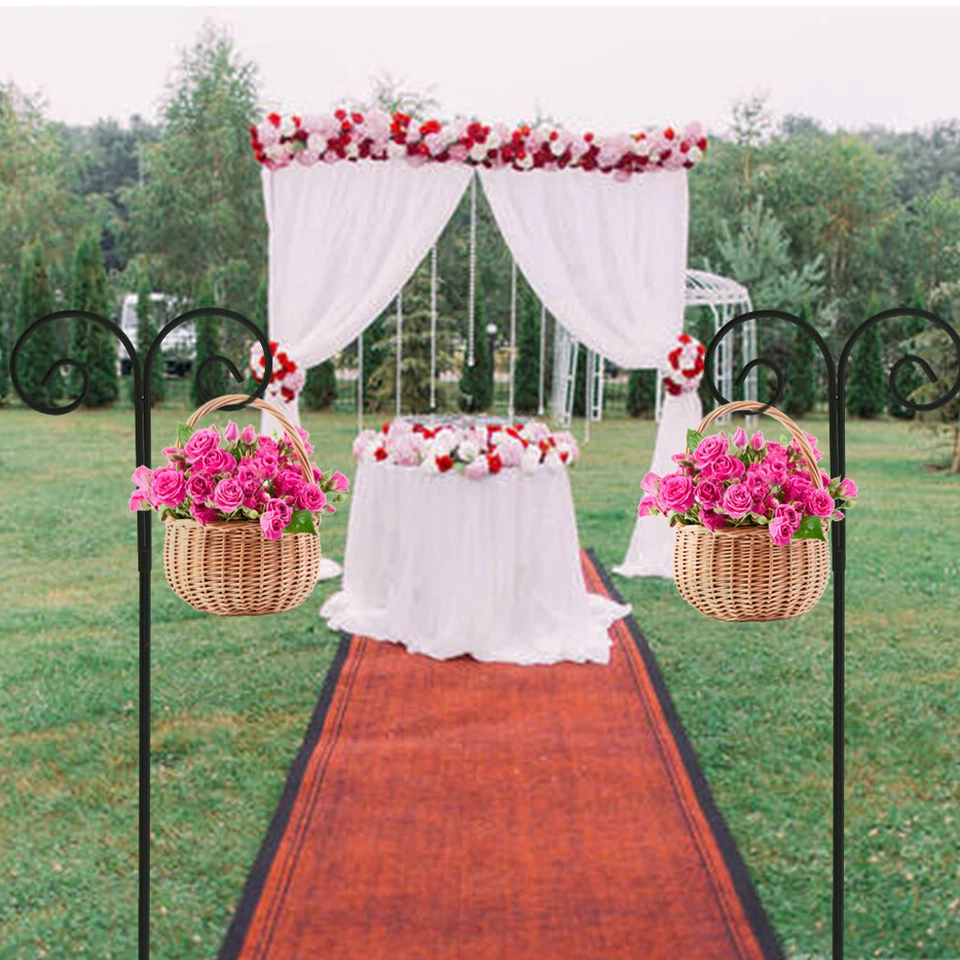 A Pair Extra Long Shepherd Crook Hook Bird Feeder Pole Rust Proof Path Decoratio - Image 3 of 4