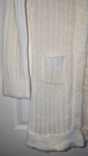 The Children's Place Girls XL 14 Cardigan Sweater Button Front Ivory Pockets - Picture 4 of 13