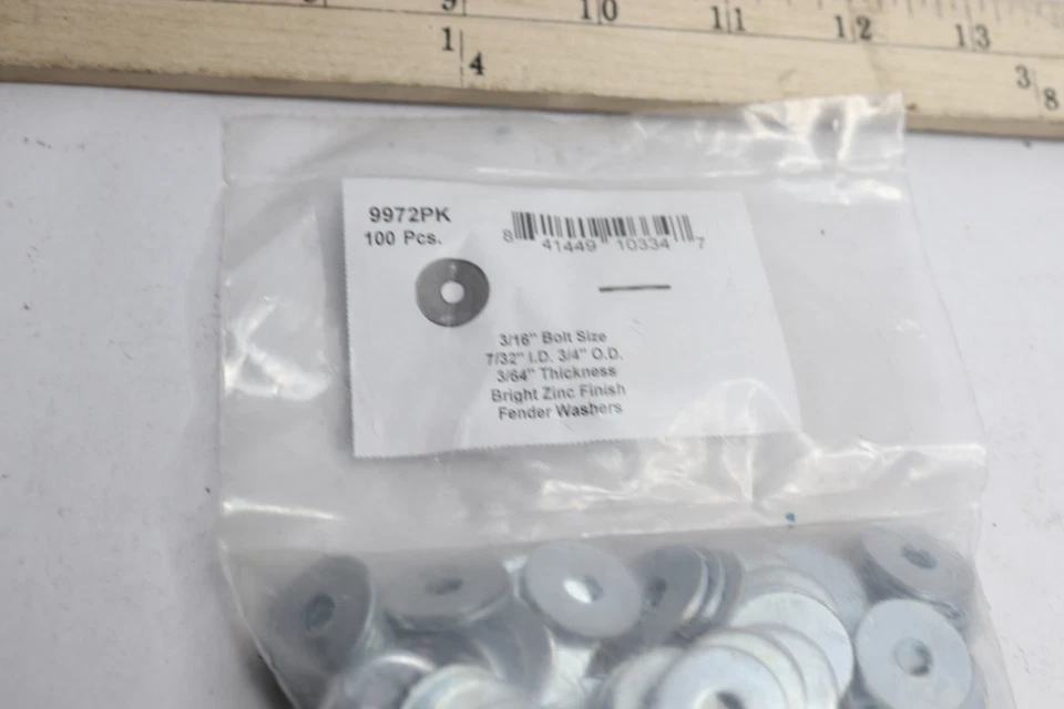 (100-Pk) Arandelas de guardabarros discoteca chapadas en zinc 3/16" X 3/4" x 3/64" de espesor 9972PK Foto 3 de 3