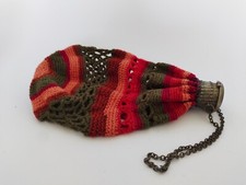 Vintage Expanding Gate Rim Purse With Crochet Mesh UNIQUE GORGEOUS ITEM 