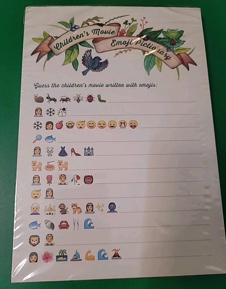 Tarjetas de juego de baby shower 50 animales del bosque película infantil emoji piccionario nuevo en paquete Foto 4 de 4