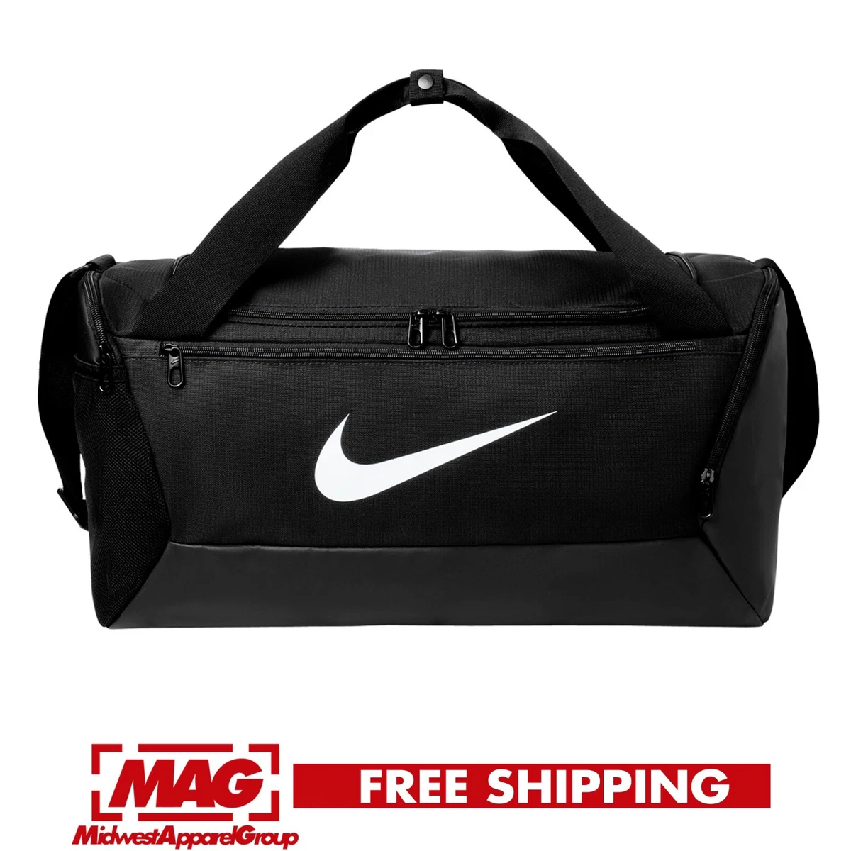 NIKE BRASILIA SMALL DUFFEL Training Black Gym Bag All Sport Swoosh 20 X 11  X 11