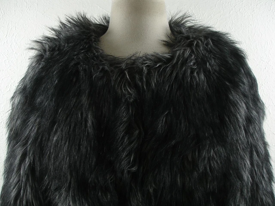 Para mujer talla XL Michael Kors Negro Gris Imitación Piel Coyote Chaqueta Abrigo Felpa Gruesa Foto 2 de 4