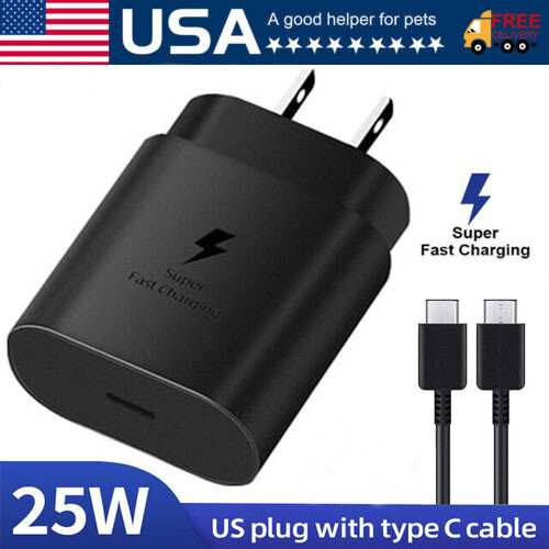 Super Fast Wall Charger Samsung 25w Type USB-C Cable Charger For S20 S21+ 5G - Picture 1 of 21