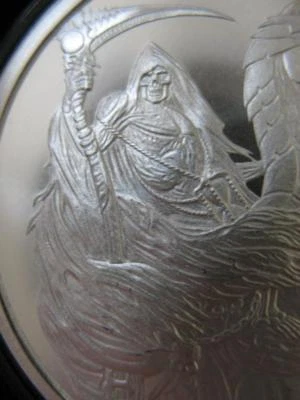 1-OZ..999 SILVER 4 HORSEMEN THE APOCALYPSE PROPHECY PALE HORSE OF DEATH +GOLD