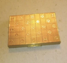 Vintage Kigu of London Gold Tone Checkerboard Powder Compact Made in England