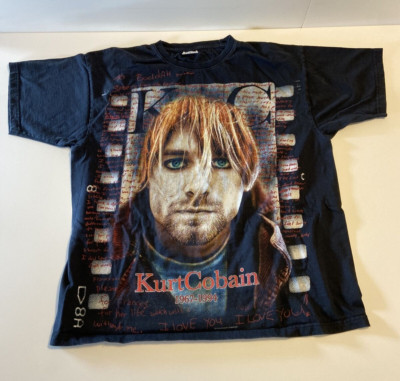 Blk 2004 Kurt Cobain 1967-1994 Memorial Tour Holding Baby Sean Bean T-Shirt XL