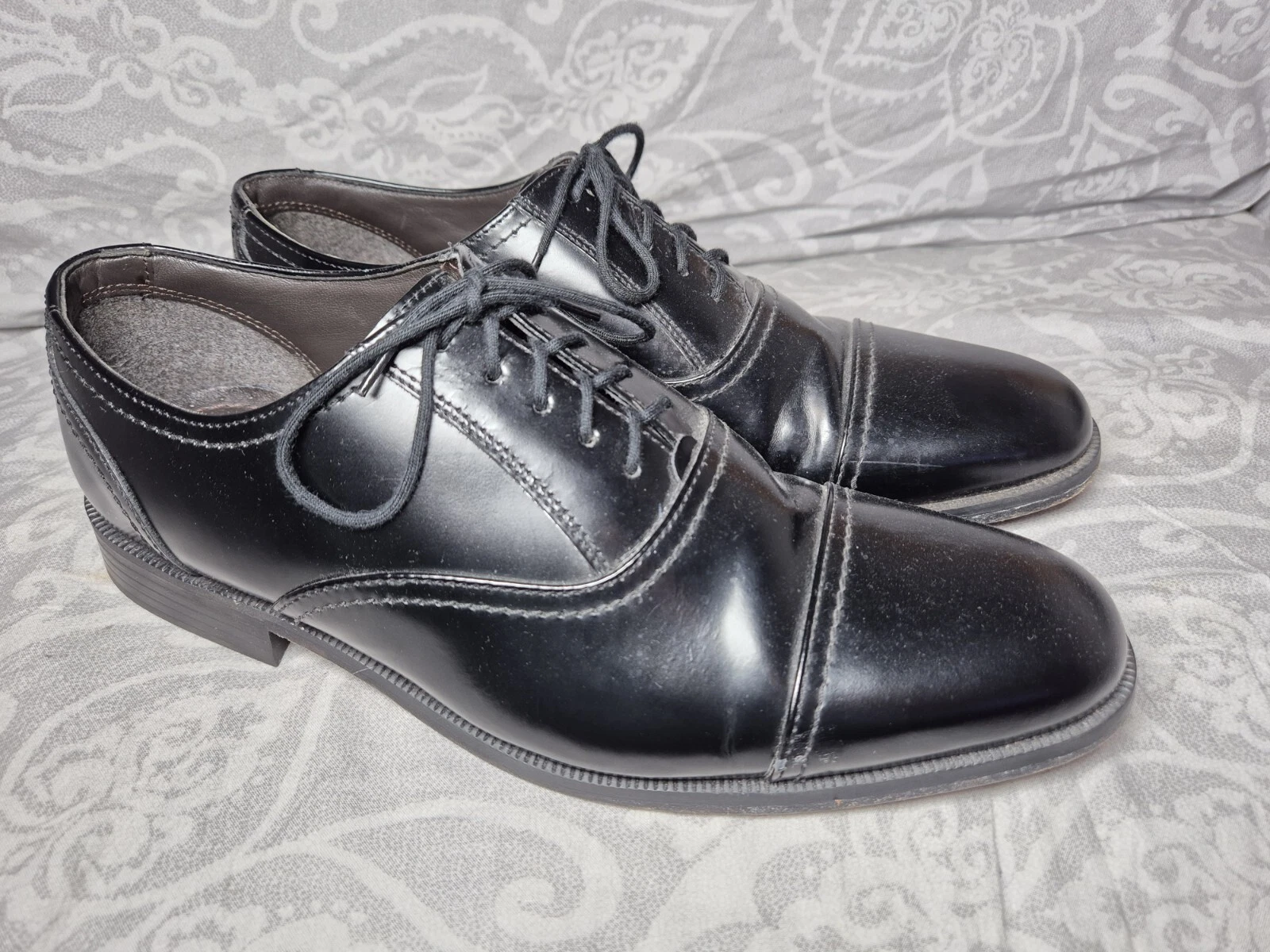 CLARKS Clark’s Black Leather Shoes Men 9 uk Black Hi Shine Harvey Lift