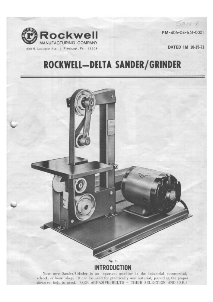 Delta Rockwell No. 31350 Sander/Grinder Instructions eBay
