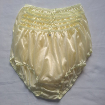6Yellow Nylon Plus Underwear Soft Silky Woman Granny Panties Briefs Waist40''-45''