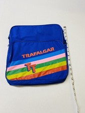 Vintage Tote 80s Trafalgar Tours Nylon Rainbow Messenger Carry On Gym Bag Blue