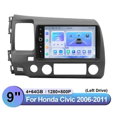 JOYING 9 Inch Plug and Play Car Radio GPS for 2006-2011 Honda Civic (Left Drive)