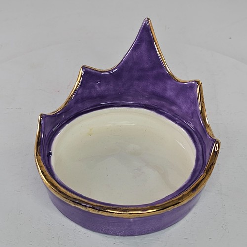 Lila Keramik Krone Form Schmuck Schale Gold Akzente Unikat Deko Schale - Bild 6 von 8