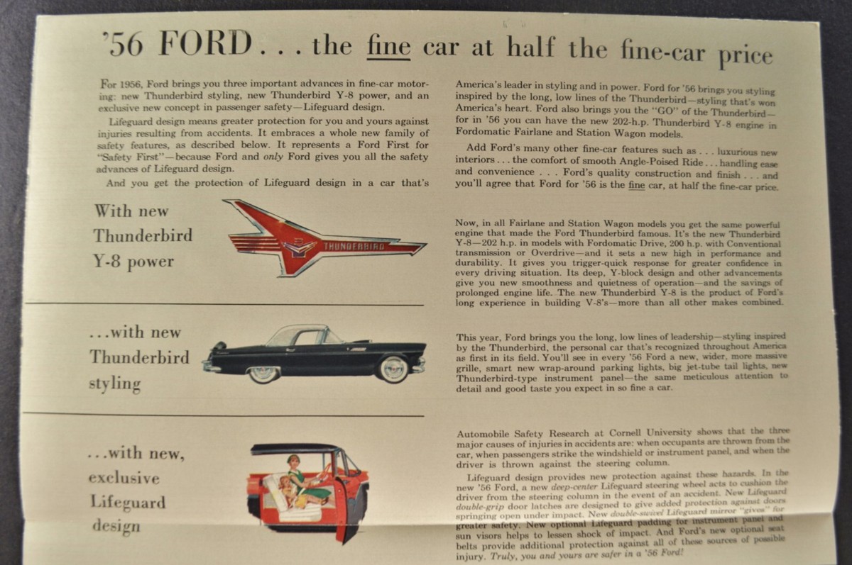1956 Ford Brochure Fairlane Mainline Customline Wagon Original 56