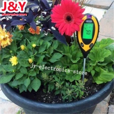 4 In 1 LCD Digital Soil Moisture Humidity Temperature Sunlight PH Tester Meter