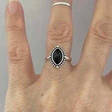 Amazing Black Onyx Gemstone 925 Sterling Silver Handmade Ring All Size AC-176