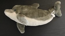 Seaworld Gray  White Dolphin Blue Eyes 14" Plush Stuffed Animal Toy Soft Great