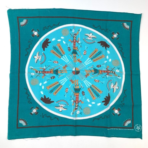 Vintage 16463 Native American Southwestern Scarf Bandana 20" x 21" Made in USA