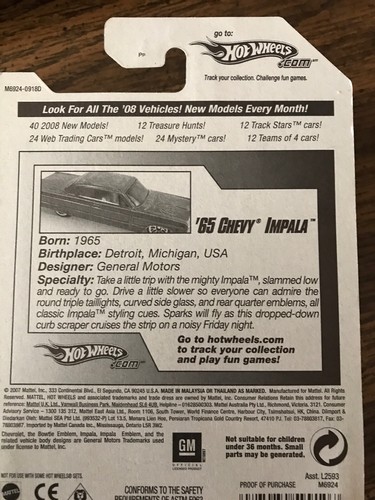 Hot Wheels 2008 All Stars, '65 Chevy Impala, Unopened - Bild 7 von 7
