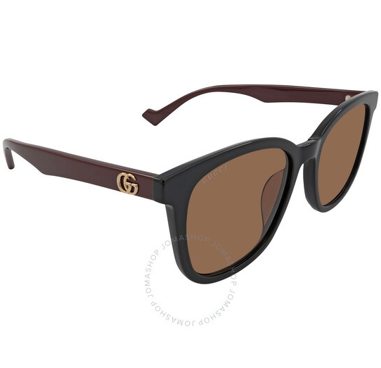 サングラス Gucci Sunglasses GG1001SK 002 Brown Asian Fit '22 Gucci Women's GG1001SK-002 Black & Brown Frame / Brown