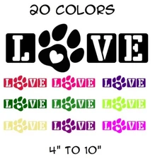 LOVE Paw Sticker Vinyl Decal - Dog Cat Pet Puppy Love Wall Decor Car Window
