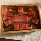 Vintage 9 pc Living Room Set Dollhouse Miniatures 1970s.Nip