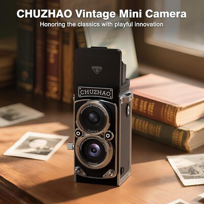 CHUZHAO Vintage Mini Digital Camera, TLR Style Retro Point and