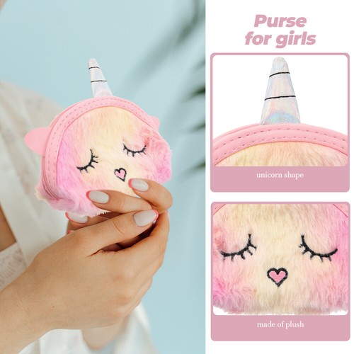 Portamonete Unicorno Mancare Simpatici Portafogli Da Donna in Peluche - Foto 6 di 12