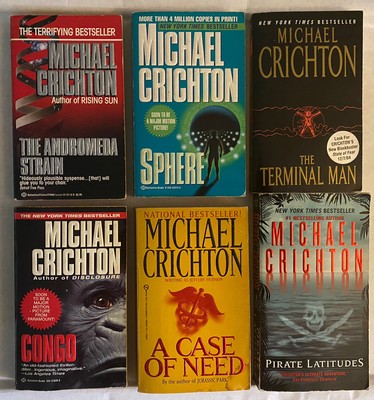 Lot (6) Michael Crichton A Case Of, Andromeda Strain, Congo, Pirate L, Sphere +