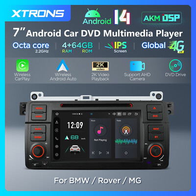 7'' Android 14 Autoradio für BMW E46 M3 MG ZT 8-Kern 4G+64GB GPS Navi CarPlay DVD