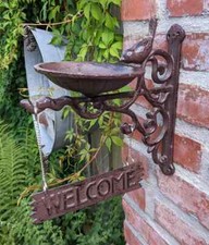 TÜRSCHILD WELCOME KONSOLE MIT FUTTERSCHALE GUSSEISEN WOHNDEKO CAFE BAR NEU  