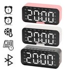 Digital Alarm Clock Fm Radio Mirror Led w/Wireless Speaker Usb Rechargeable Usa
