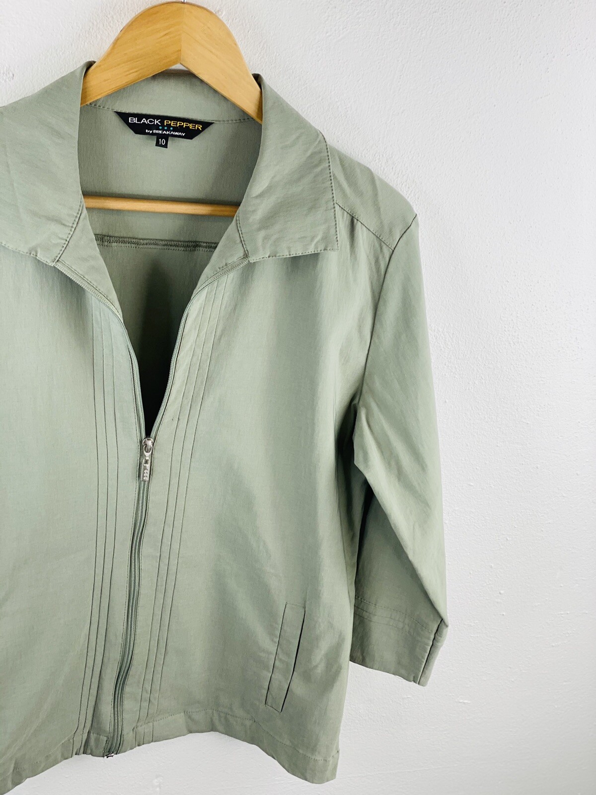 Black Pepper Women's Zip Jacket Size 10 Green Casual Full Zip Lined