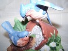 NEW VTG Porcelain Bird Figurine NIB Blue Jay Flower Pot Grass Flowers 4.5 x 4.75 — photo 3