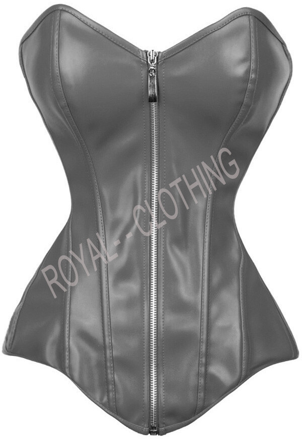 Corsé de cuero real entrenador sobre busto palangre de alta resistencia deshuesado de acero doble 9193