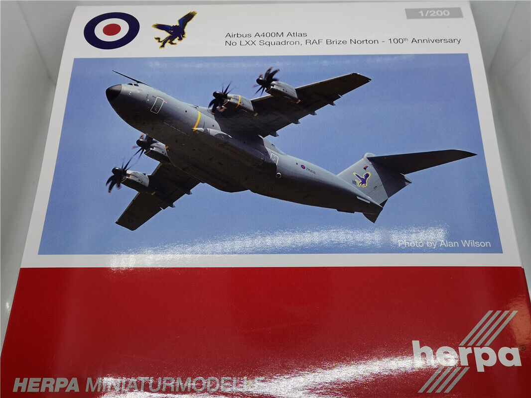 Herpa 1:200 イギリス空軍 A400M 輸送機 ZM406 1:200 Herpa A400M Atlas No LXX Squadron RAF Brize Norton