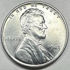 1943 LINCOLN WHEAT STEEL CENT PENNY GEM+ BU SHARP UNCIRCULATED FULL WHEAT LINES!
