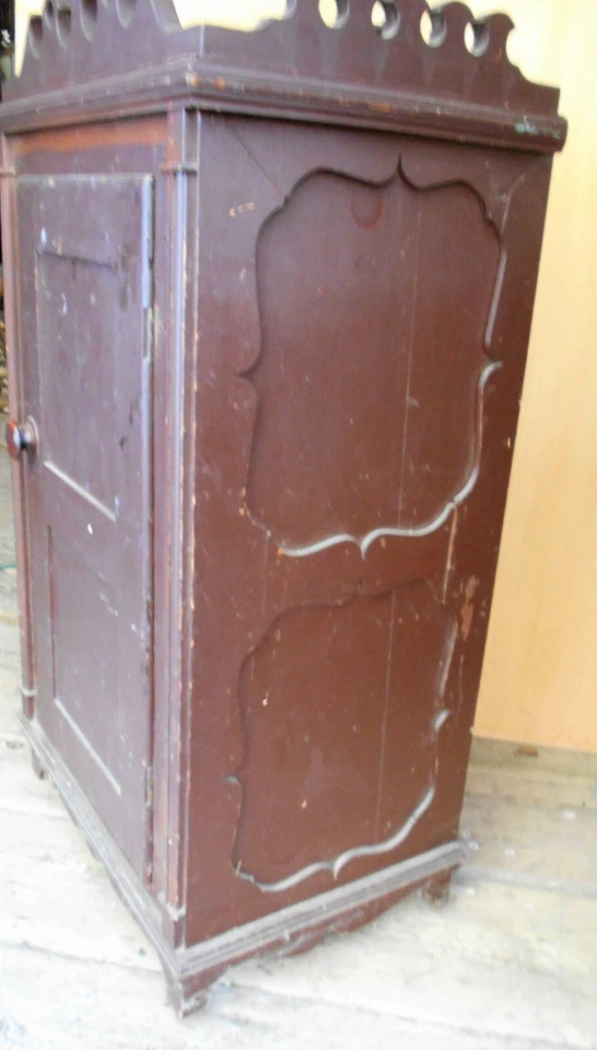 ARMÁRIO ANTIGO DE GELÉIA DESPENSA DO SÉCULO XIX EM PINTURA MARROM ESPANHOLA ANTIGA - Imagem 2 de 4