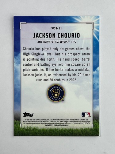 2023 Bowman Chrome Jackson Chourio Sights of September Insert #SOS-11 - Imagen 2 de 2