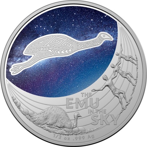 BR NEW 2020 $1 Coloured 1/2oz Fine Silver Coin - Star Dreaming - Emu in the Sky - Picture 2 of 4