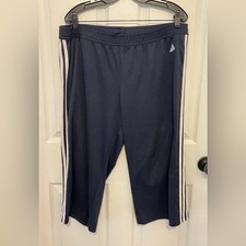 ADIDAS Women's Navy Blue Cropped Track Pants Size XL