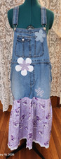 Upcycled Denim & Floral Overall Maxi Dress - size 2XL / XXL / 19