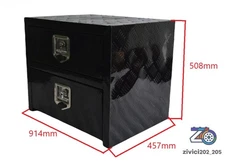 Aluminum Black Truck Tool Box 36"X18"X20" With Drawer Double-Layer Heavy-Duty